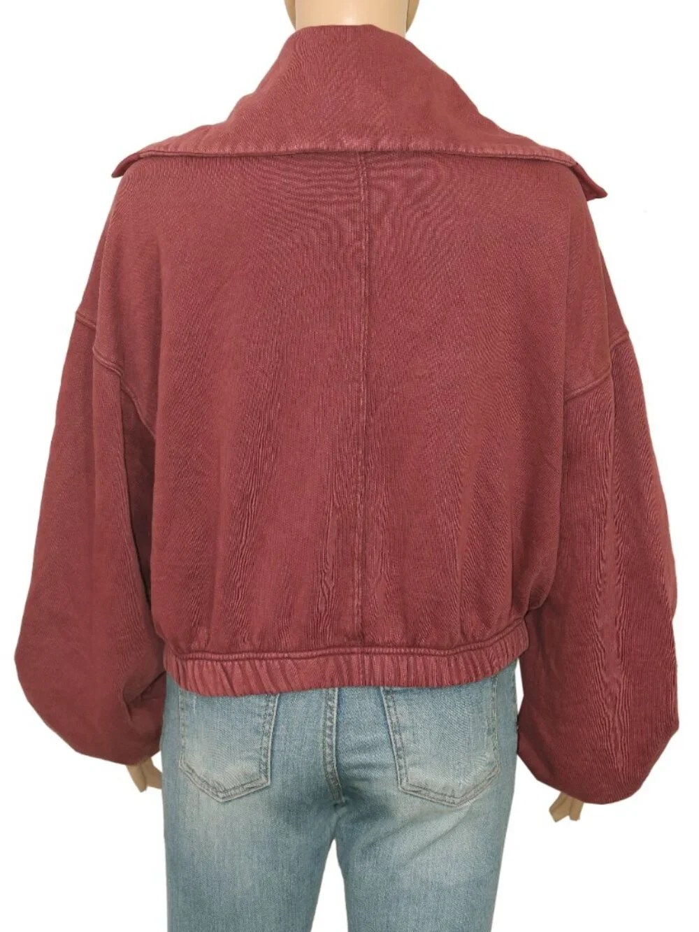Free People Fp Movement Podium Wrap Jacket Wine Collared Cropped Pockets L